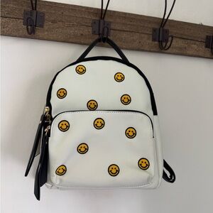 😊 Violet Ray Smiley Face Embroidered Mini Backpack NWT